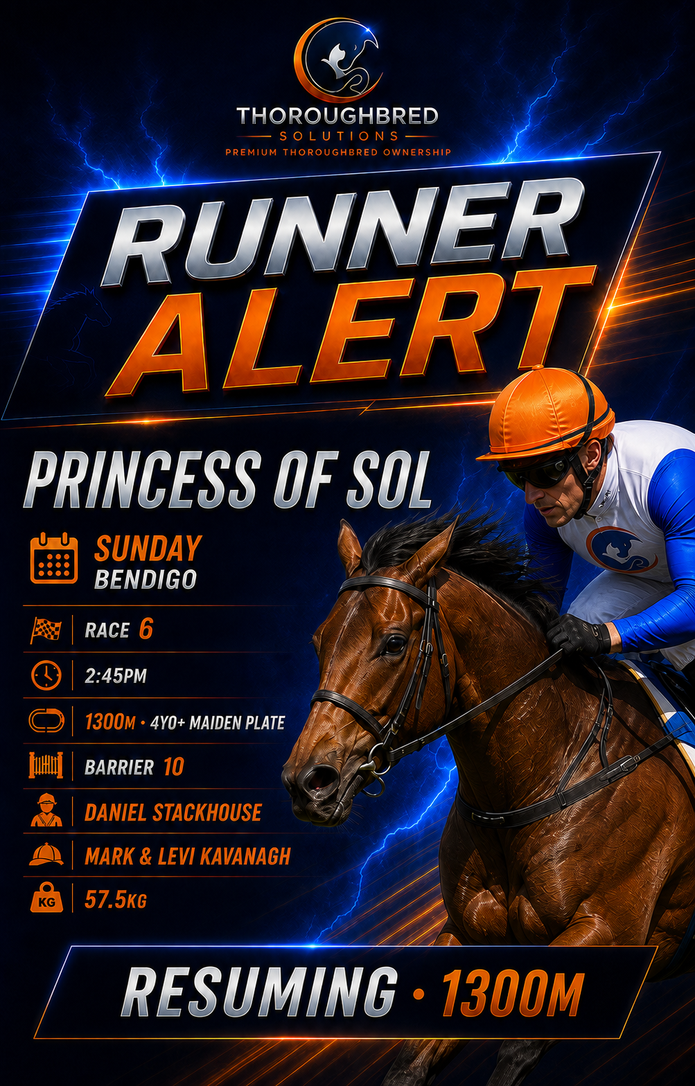 Runner Alert for Princess Of Sol at Bendigo on Sunday 6 September 2026, Race 6