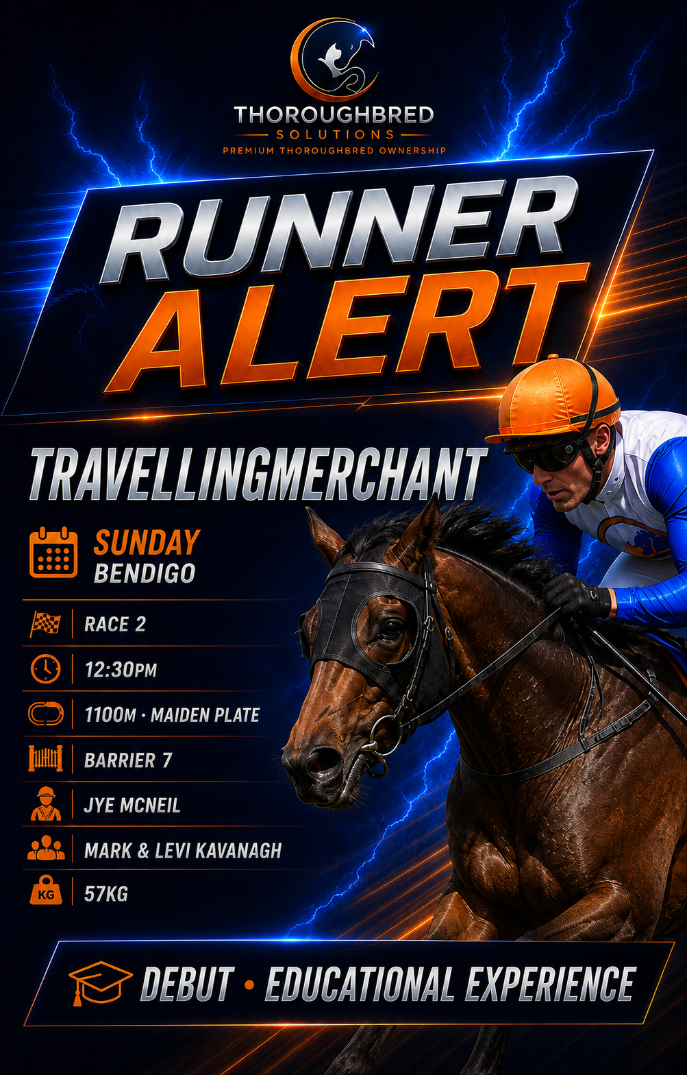 Runner Alert for Travellingmerchant at Bendigo on Sunday 6 September 2026, Race 2